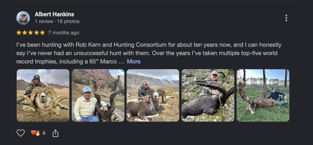 Hunting Consortium review left on google