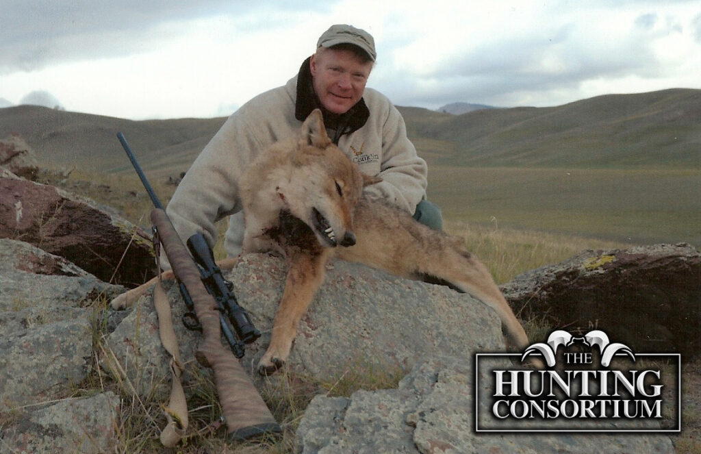 The Hunting Consortium is a Craig Boddington Endorsed Outfitter. This is Craig Boddington with his Asian wolf from Mongolia from his wolf hunt with Hunting Consortium.